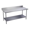 Elkay Standard Work Table Galvanized Under Shelf 4 Backsplash 36 L X 24 W X 36 H Over All WT24S36-BGX